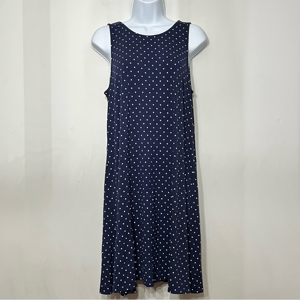 Old Navy Swing Dress Sleeveless - Size Large - Navy Polka Dot